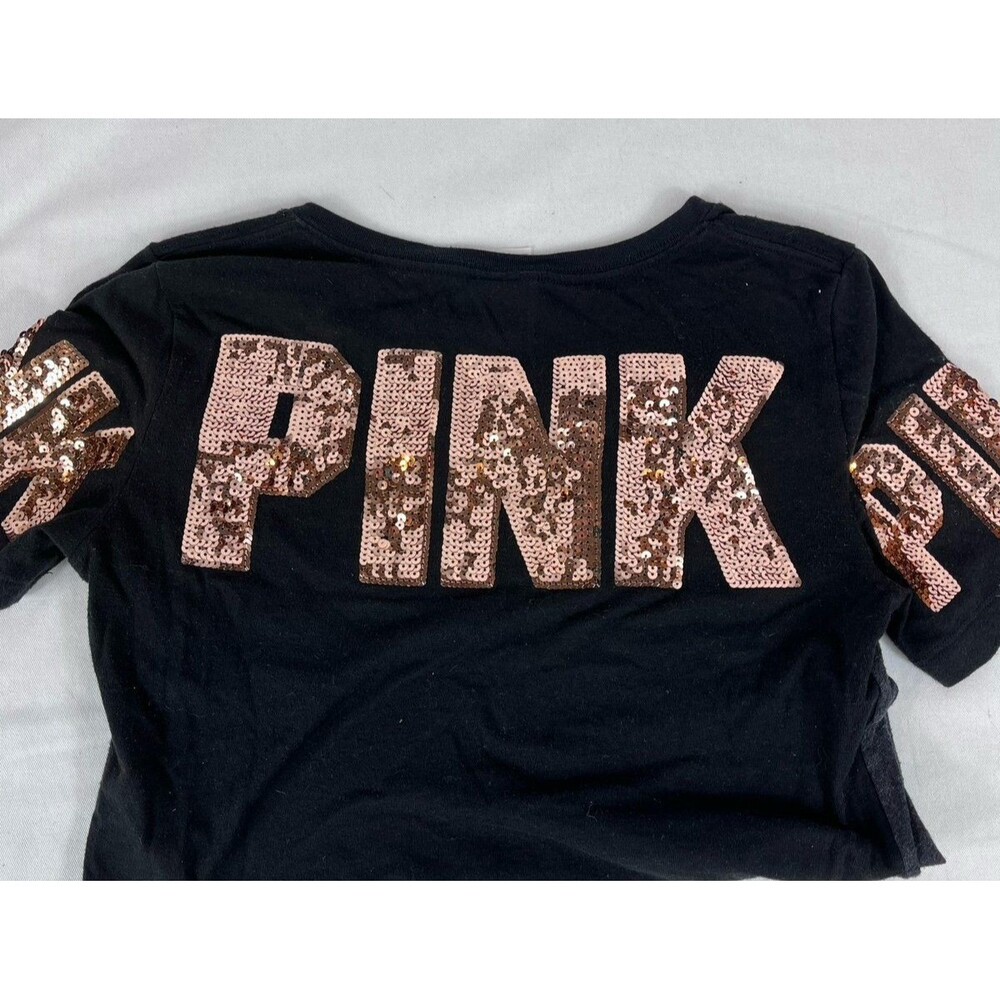 PINK Victoria’s Secret Bling Tee - Rose Gold Sequin Accents XS